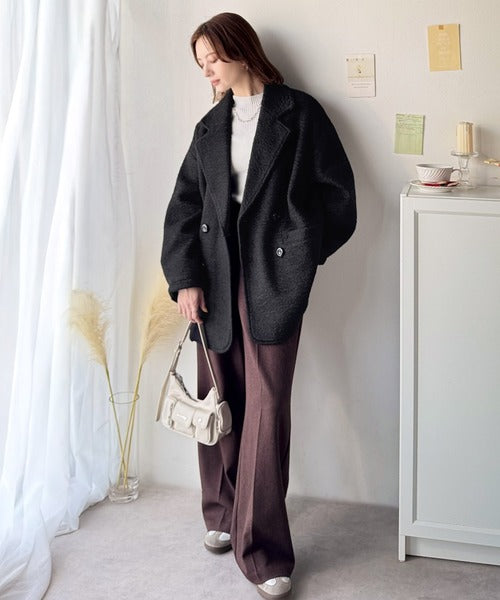 大人の余裕、羽織るだけで美しく。フェイクウールPコート ce1010458