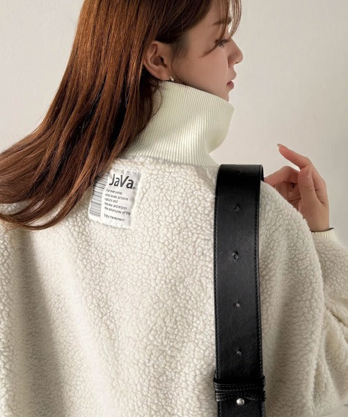 《JaVaジャバコラボ》気分に合わせて変化を楽しむ。2wayフェイクレザー×ボアリバーシブルブルゾン jv1010525