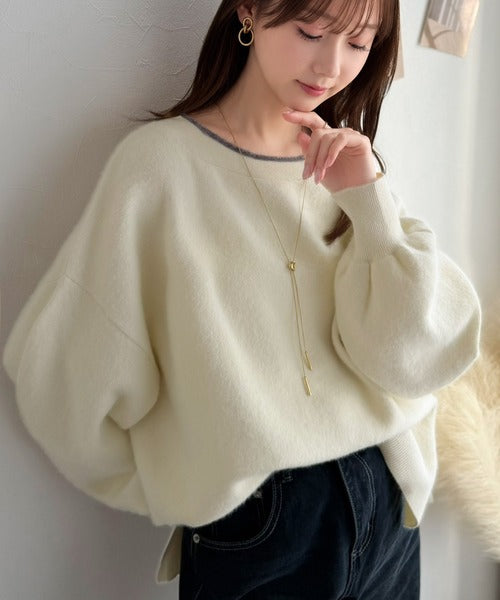 この触り心地、やみつき！ふわっと、ゆるっと。サイドスリットカシミヤタッチ起毛ニットプルオーバー（オーバーサイズ） ce1420008