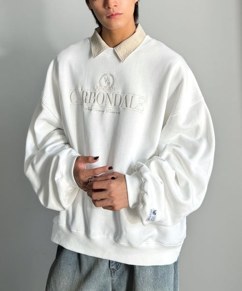【Classical Origin】刺繍カレッジロゴ裏起毛スウェット／Embroidered College Logo Fleece Sweatshirt ao1330040