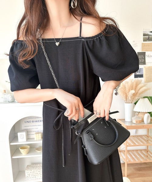 お洒落に差をつける、大人女子。2wayパフスリーブロング丈ワンピース ce1260375