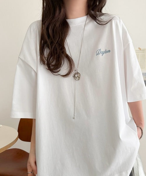 《JaVaジャバコラボ》お洒落見え抜群。大人カジュアルなゆったり半袖T。バック刺繍ビッグTEE（半袖） jv1260550