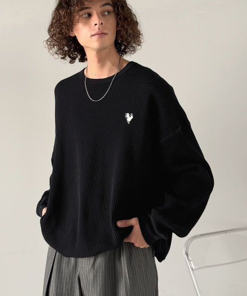 【Classical Origin】「ヘビーウェイト一択。」綿100％ワッフルクルーネックビッグTシャツ／Cotton 100% Waffle Crew Neck Big T-Shirt co0780014