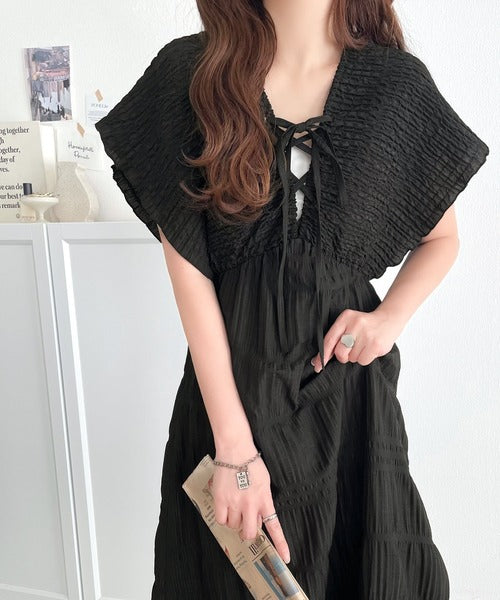 【mily bilet】高級感漂う微光沢素材。マジョリカプリーツギャザー使いフレアワンピース(ロング) mi1019068