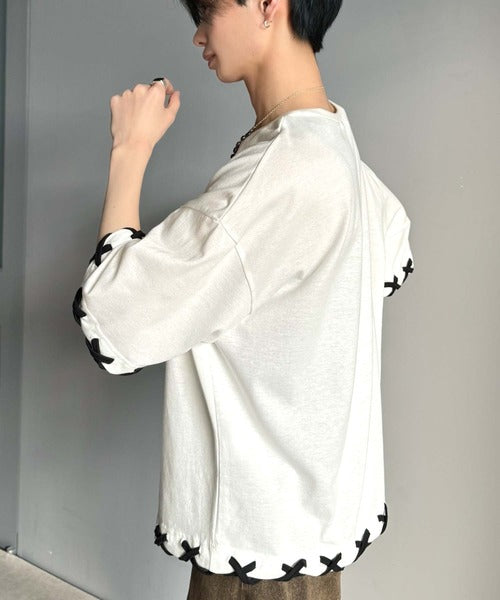 トレンドライクなゆるシルエット。【メンズ】ステッチデザインTシャツ（半袖） cm1010407
