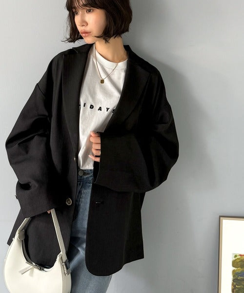 【classical origin】「際立つ、風格。」袖タックオーバーサイズジャケット（長袖）／Tucked sleeves oversized jacket ao1265014