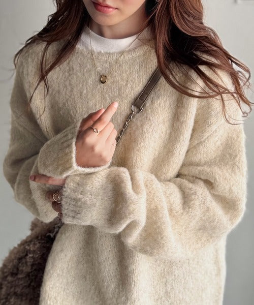 【Classical Origin】「深みのある大人に。」クルーネックミックスカラー糸ニット（長袖）/Crew neck mixed color knit ao1020308