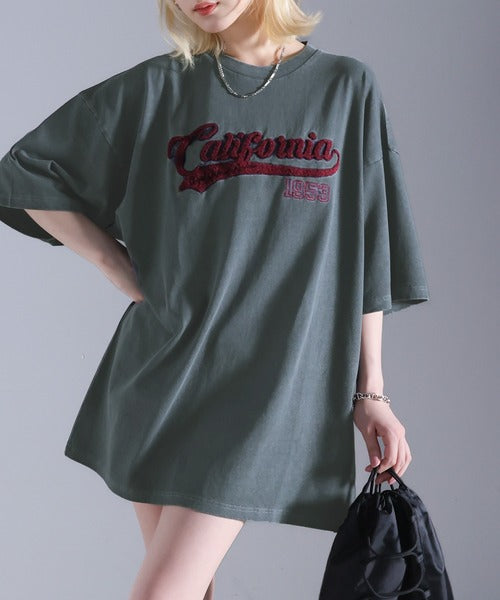 《Javaジャバコラボ》ヴィンテージライクなこなれitem。サガラ刺繍ヴィンテージ加工ピグメントTシャツ jv1029063