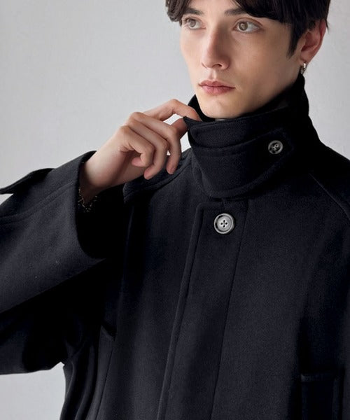 【Classical Origin】「上品さ、極まる」。ロング丈比翼2way衿ステンカラーコート／Long-length concealed 2way bal collar coat ao1265006