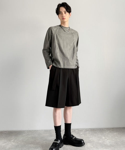 「涼やか上品。」ベルト付きルーズシルエットショートスラックス／Belted Design Loose Silhouette Short Slacks co1150020