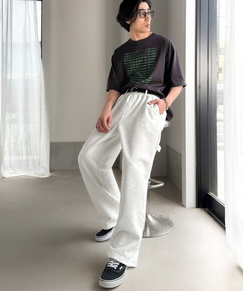 《JaVaジャバコラボ》【ベルトループ付き】シルキータッチ ポンチ素材 ペインタースウェットパンツ jo1320024