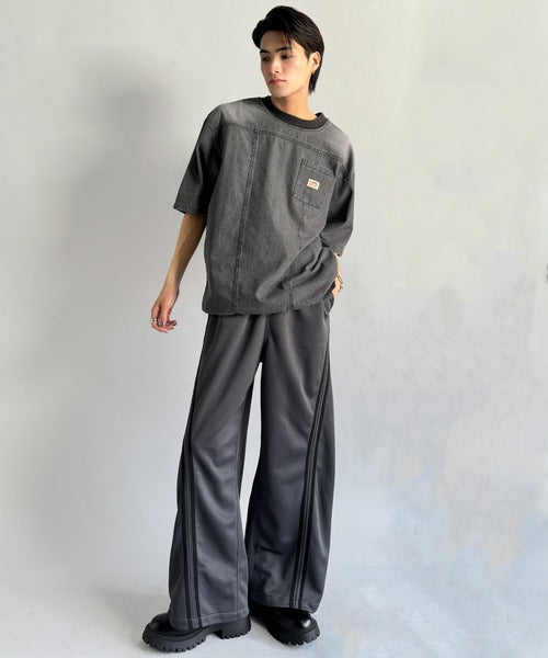 《JaVaジャバコラボ》綿100％ヴィンテージ加工アウターデニムTシャツ jo1010007