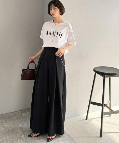 【Classical Evon】【UVカット＆ウォッシャブル機能付き】こなれ感漂う洗練シルエット。ダブルタックボリュームパンツ ev0940259