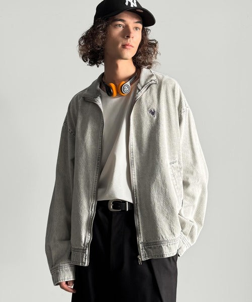 【Classical Origin】Vintage-Washed High-Neck Denim Jacket／ヴィンテージ加工ハイネックデニムジャケット co1010029
