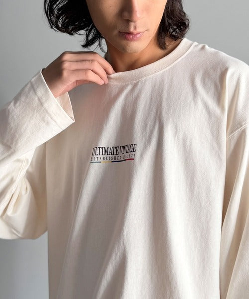 《JaVaジャバコラボ》ヴィンテージ感漂う綿100%クラシックカーグラフィックTシャツ（長袖） jo1150067