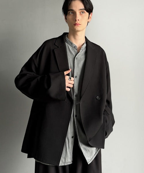【Classical Origin】「大人の風格。」ダブルテーラードオーバーサイズジャケット/Double-breasted tailored oversized jacket ao1070184