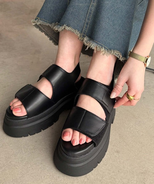 《JaVaジャバコラボ》春夏は足元から軽やかに。ダブルストラップ厚底サンダル jv1129019