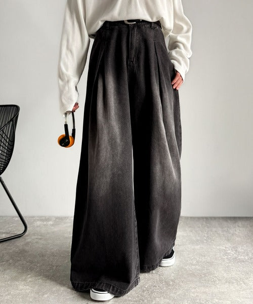 【Classical Origin】「Aライン即完成。」変形3タックスーパーワイドデニム／Unique Three-Tuck Super Wide Denim co0900005