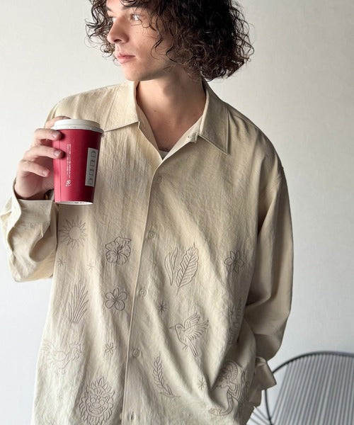 【Classical Origin】刺繍で魅せる存在感。オリジン刺繍キャンプカラーシャツ／Origin Embroidered Camp Collar Shirt co1150053