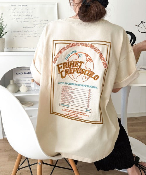 《JaVaジャバコラボ》背中で語る。綿100％バックグラフィック刺繍Tシャツ（半袖） jv1050357