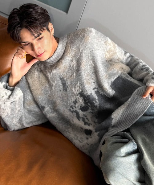 【classical origin】ニュアンス柄Wジャガードシャギーニット／Nuanced Pattern Double Jacquard Shaggy Knit ao1260497