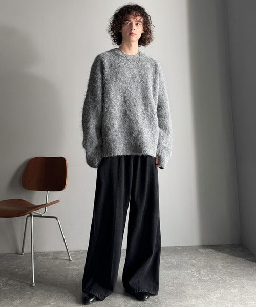 【Classical Origin】「深みのある1着。」ミックスシャギー素材クルーネックセーター／Mixed Shaggy Crew Neck Sweater co0780010