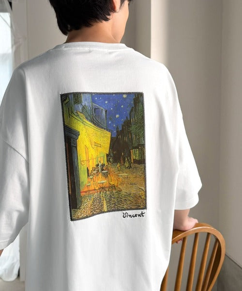 《ゴッホ絵画グラフィック》ステッチ刺繍MIXデザイン 高機能半袖Tシャツ【接触冷感・UVカット機能付き】【JaVaジャバコラボ】 jo1150093