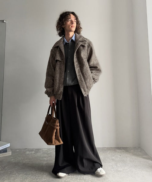 シャギーファー素材2way襟デザインブルゾン／Shaggy Fur 2-Way Collar Design Blouson co1150082