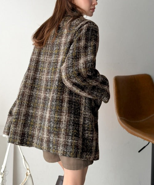 【mily bilet】思わず「どこの？」と聞かれちゃう♪ブークレチェックジャケットコート mi1329113