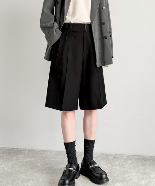 「涼やか上品。」ベルト付きルーズシルエットショートスラックス／Belted Design Loose Silhouette Short Slacks co1150020