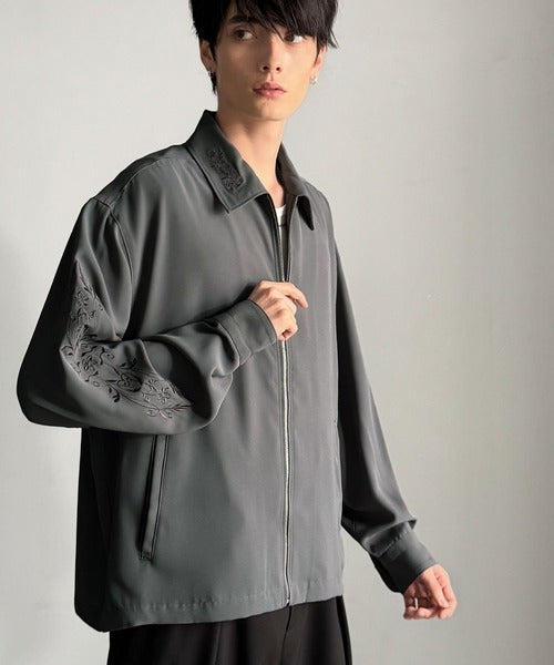 【Classical Origin】「繊細さを羽織る。」刺繍デザインエレガンスジップアップジャケット／Elegant Embroidered Zip-Up Jacket co1150059