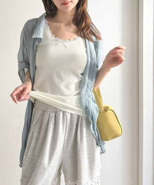 【mily bilet】大人女子の日常に、さりげないスパイスを。 バイカラーテレコレースキャミソール mi1329083