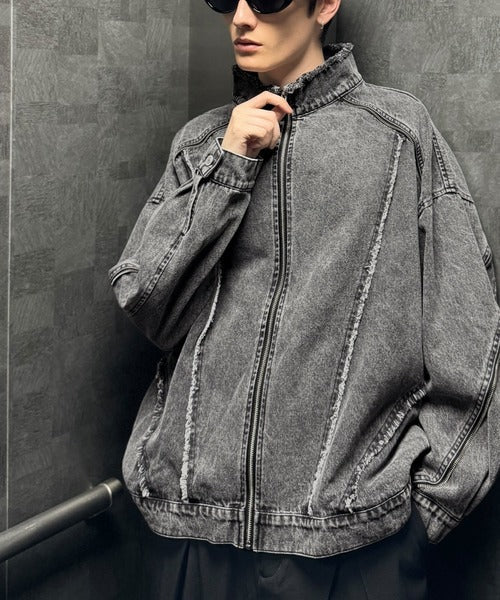 【Classical Origin】「都会的スタイル。」綿100%ヴィンテージ加工フリンジデニムジャケット/100% cotton vintage fringe denim jacket co1010028