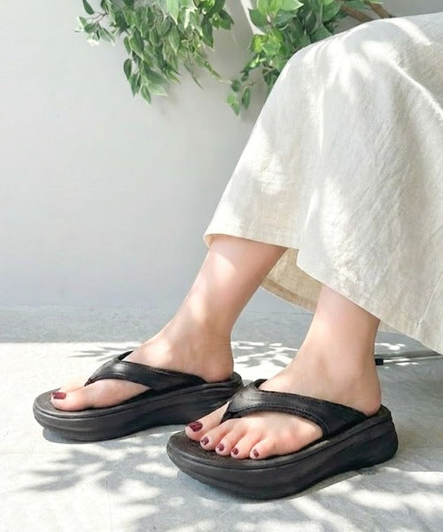 《JaVaジャバコラボ》歩くたび足が喜ぶ！ふわっと沈んで、やさしく弾む。包み込まれるご褒美サンダル。柔らかクッション+4cm厚底リカバリーサンダル jv1417004