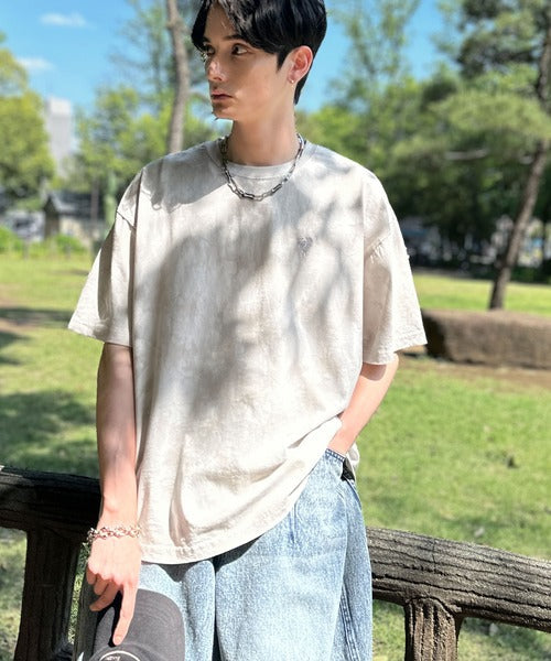 「視線を独り占め。」タイダイ染め刺繍入りオーバーサイズTシャツ／Tie-Dye Embroidered Oversize T-Shirt co1150031