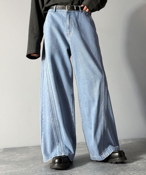 【Classical Origin】「二度見される。」サイドダブルカーブラインデニムパンツ／Side Double Curve Line Denim Pants co0900002