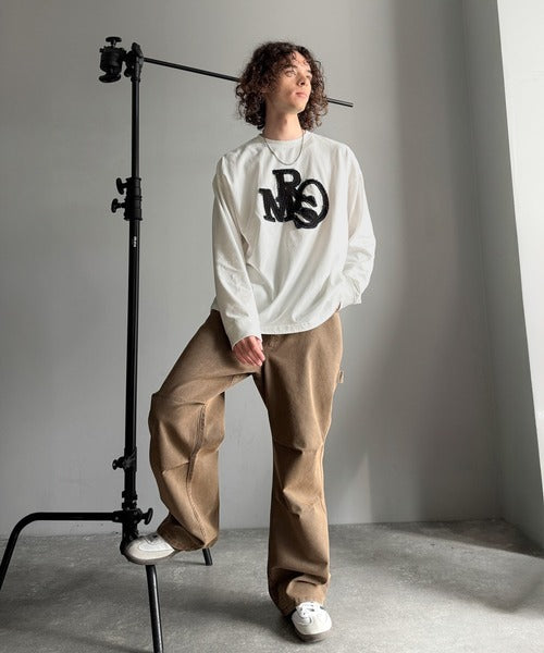 【Classical Origin】「一軍確定。」フリンジパッチワーク使いリラックスTシャツ／Fringe and Patchwork Relaxed T-Shirt co1320004