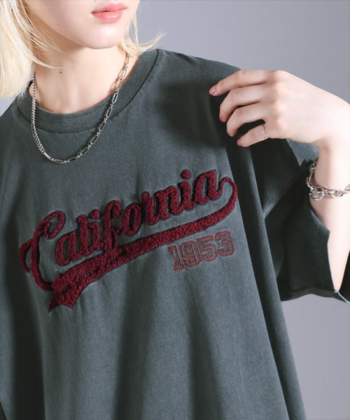 《Javaジャバコラボ》ヴィンテージライクなこなれitem。サガラ刺繍ヴィンテージ加工ピグメントTシャツ jv1029063