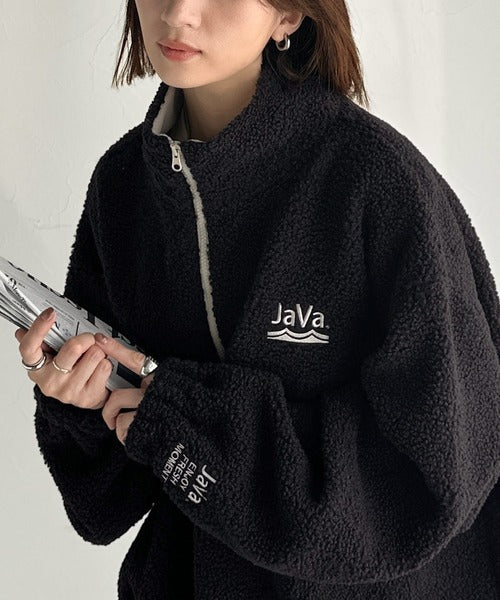 《Javaジャバコラボ》ボア素材×刺繍でおしゃれ上級者に格上げ♪アノラックハーフジッププルオーバー jv1260484