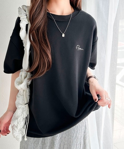 袖口くるりん。ワンポイント刺繍ハーフスリーブ裏毛Tシャツ ce1260259