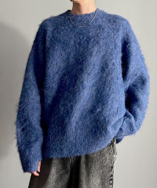 【Classical Origin】「深みのある1着。」ミックスシャギー素材クルーネックセーター／Mixed Shaggy Crew Neck Sweater co0780010