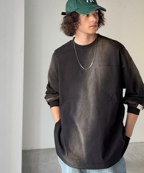 《JaVaジャバコラボ》垢抜け！大人のストリートstyleを作る。綿100％スプレーダイオーバーサイズTシャツ（長袖） jm1020358