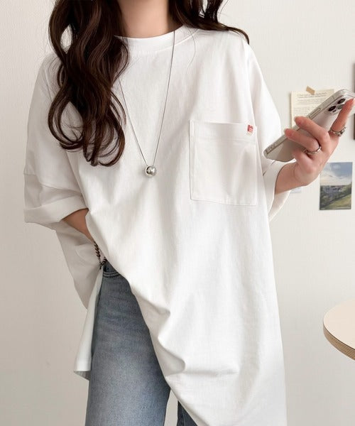 《JaVaジャバコラボ》大人のこなれ感漂う。 綿100％ビッグポケットオーバーサイズTシャツ（半袖） jv1260540