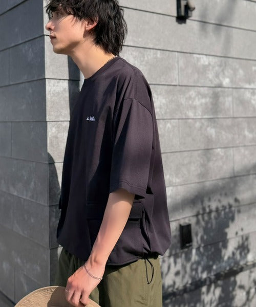 《JaVaジャバコラボ》【接触冷感・吸水速乾機能付き】便利なBIGポケット＆裾ドローコード付き！高機能マイクロメッシュTシャツ jo1150091