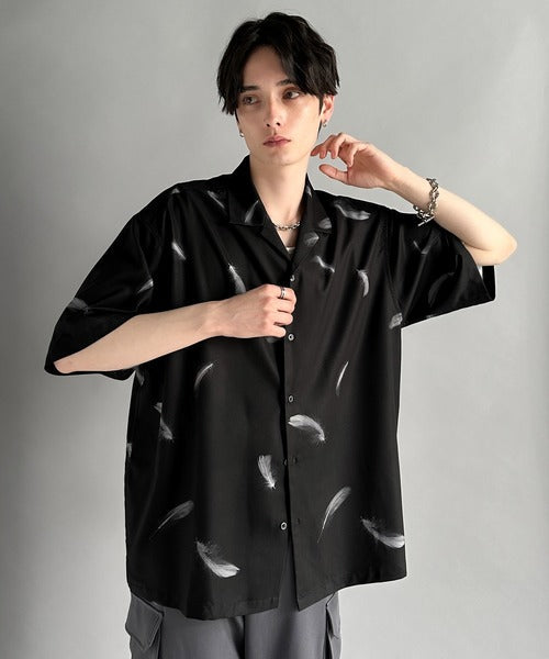 Oversized Drape Half Sleeve Shirt/総柄プリントオーバーサイズドレープ半袖シャツ co1150014