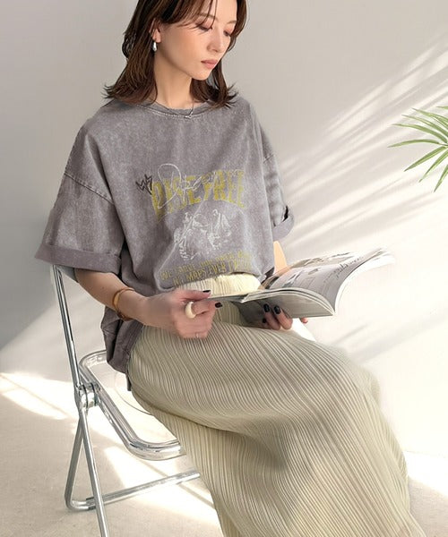 《JaVaジャバコラボ》キャッチーな個性派スタイル。綿100％前後2wayアシッドウォッシュビッグロックTシャツ(半袖） jv1260545