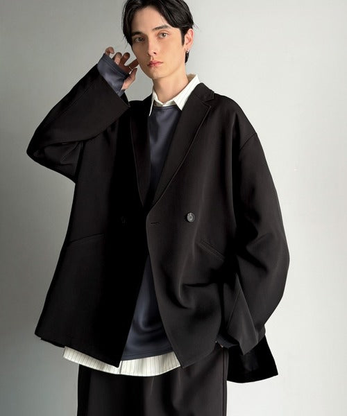 【Classical Origin】「大人の風格。」ダブルテーラードオーバーサイズジャケット/Double-breasted tailored oversized jacket ao1070184