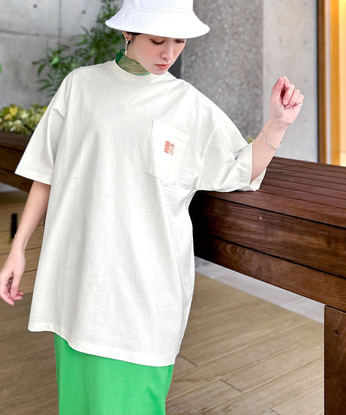 《JaVa ジャバコラボ》古着風ストリートMIX。綿100%ヘヴィーウエイト胸ポケピグメントTシャツ jv1029020