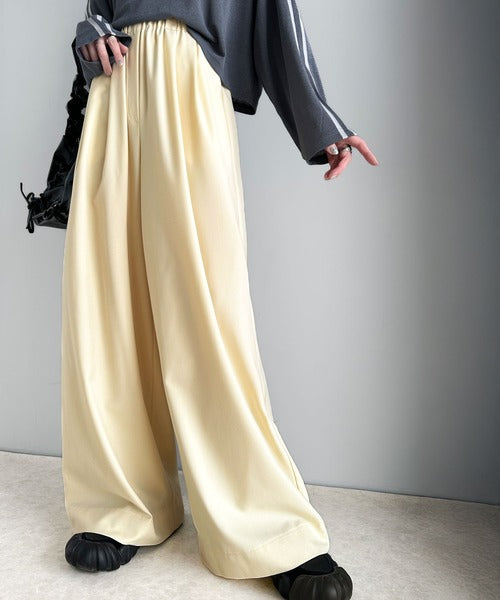 大人のこなれ感を演出。ツイルハイウエスト2タックワイドスラックスパンツ ce0940227