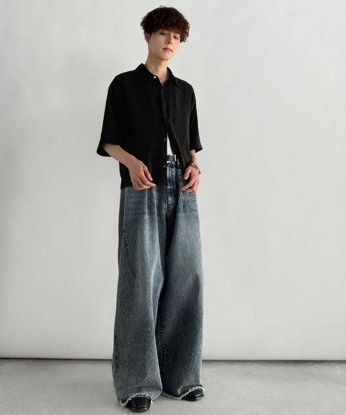Cropper Box Style Hidden Placket Shirt ／比翼デザインショート丈シャツ co1010005